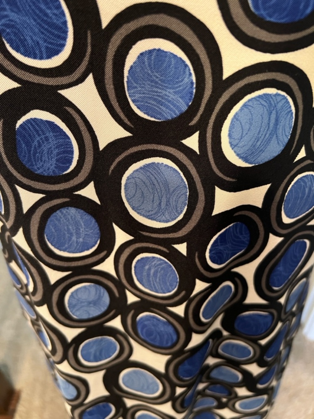 Cap-Sleeve Midi Dress in Blue & Black Circle Print - Picture 3 of 8